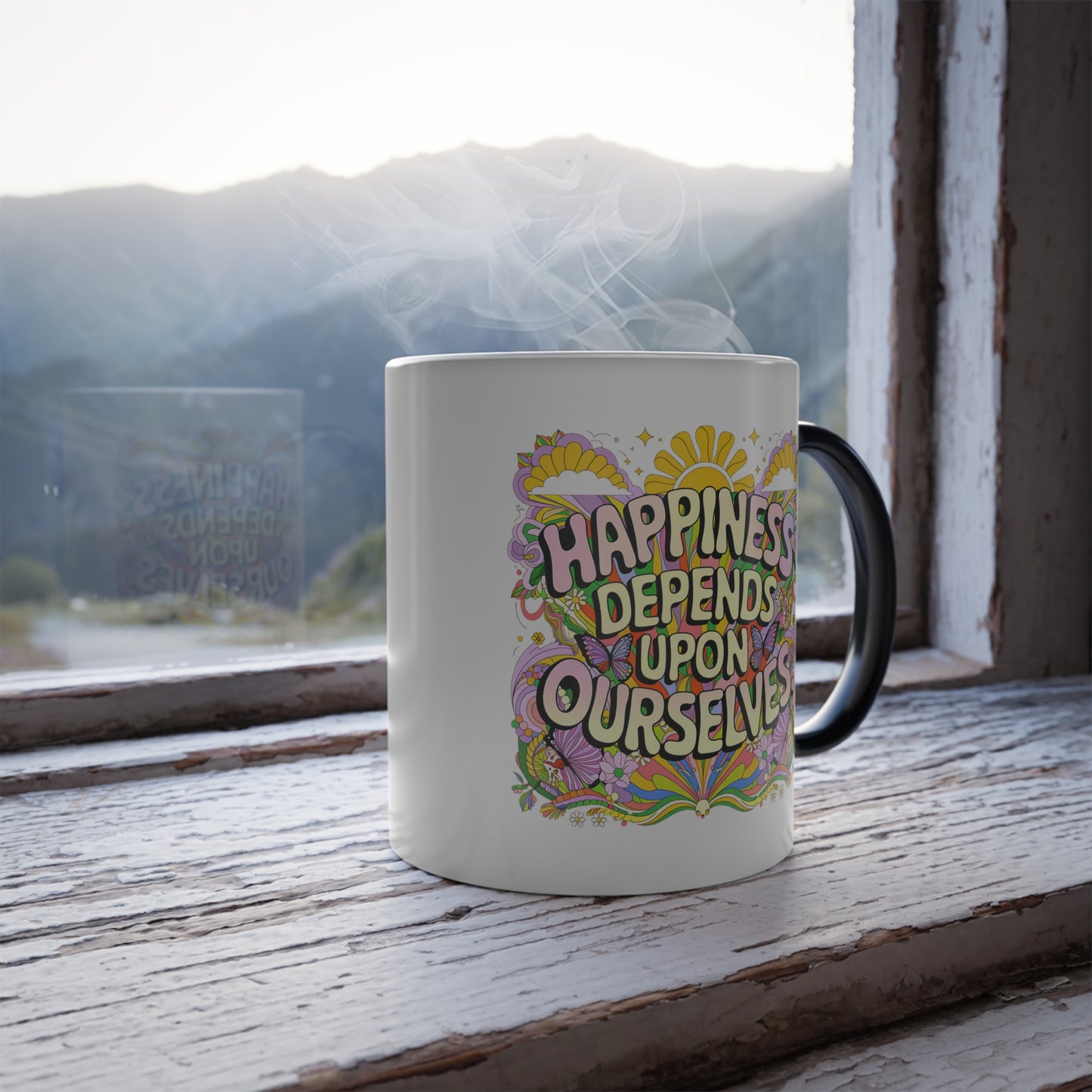 Happiness Depends Upon Ourselves - Color Morphing Mug, 11oz