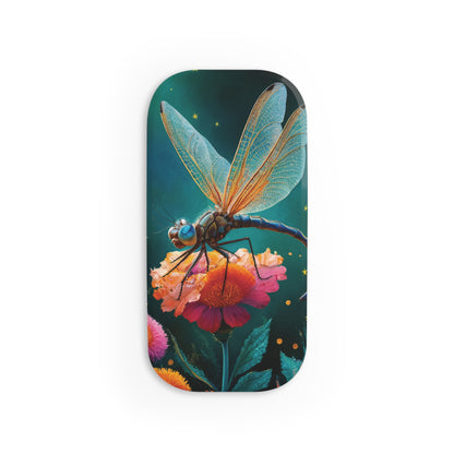 Moonlit Serenity: Dragonfly on a Flower - Phone Click-On Grip