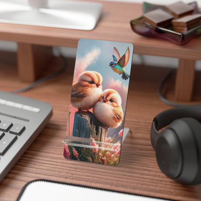 Perch-fect Pair: Double the Fluff, Double the Tweet - Display Stand for Smartphones