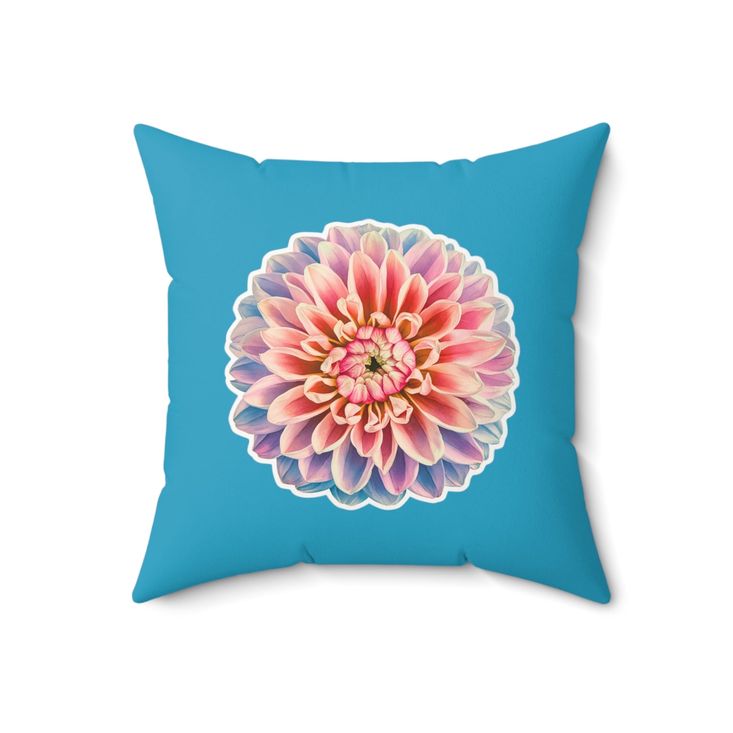 "Square Pillow with Chrysanthemum Blossom" - Spun Polyester