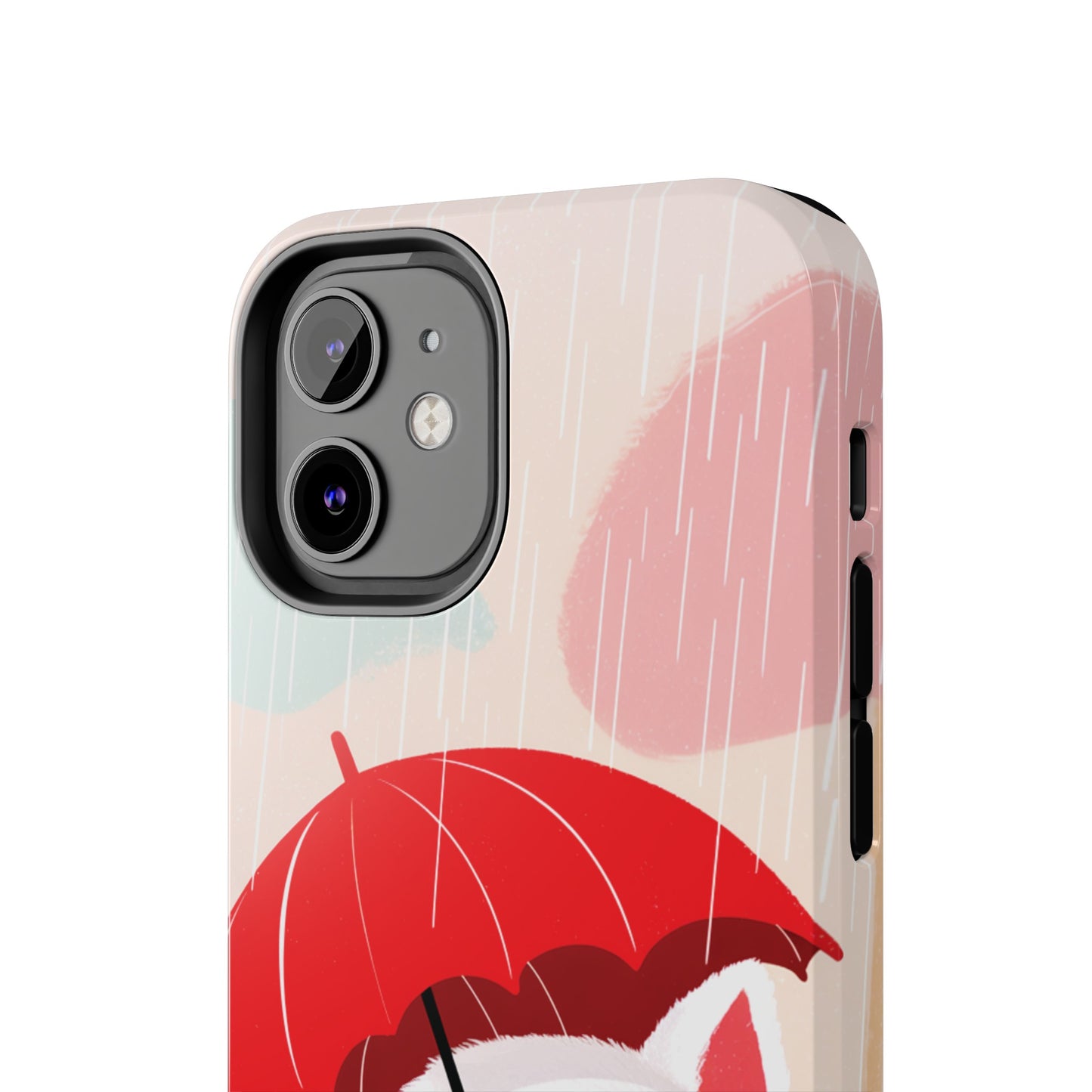 Rainy Day Ruff: Cartoon Dog with Red Pawrella - Tough Phone Cases