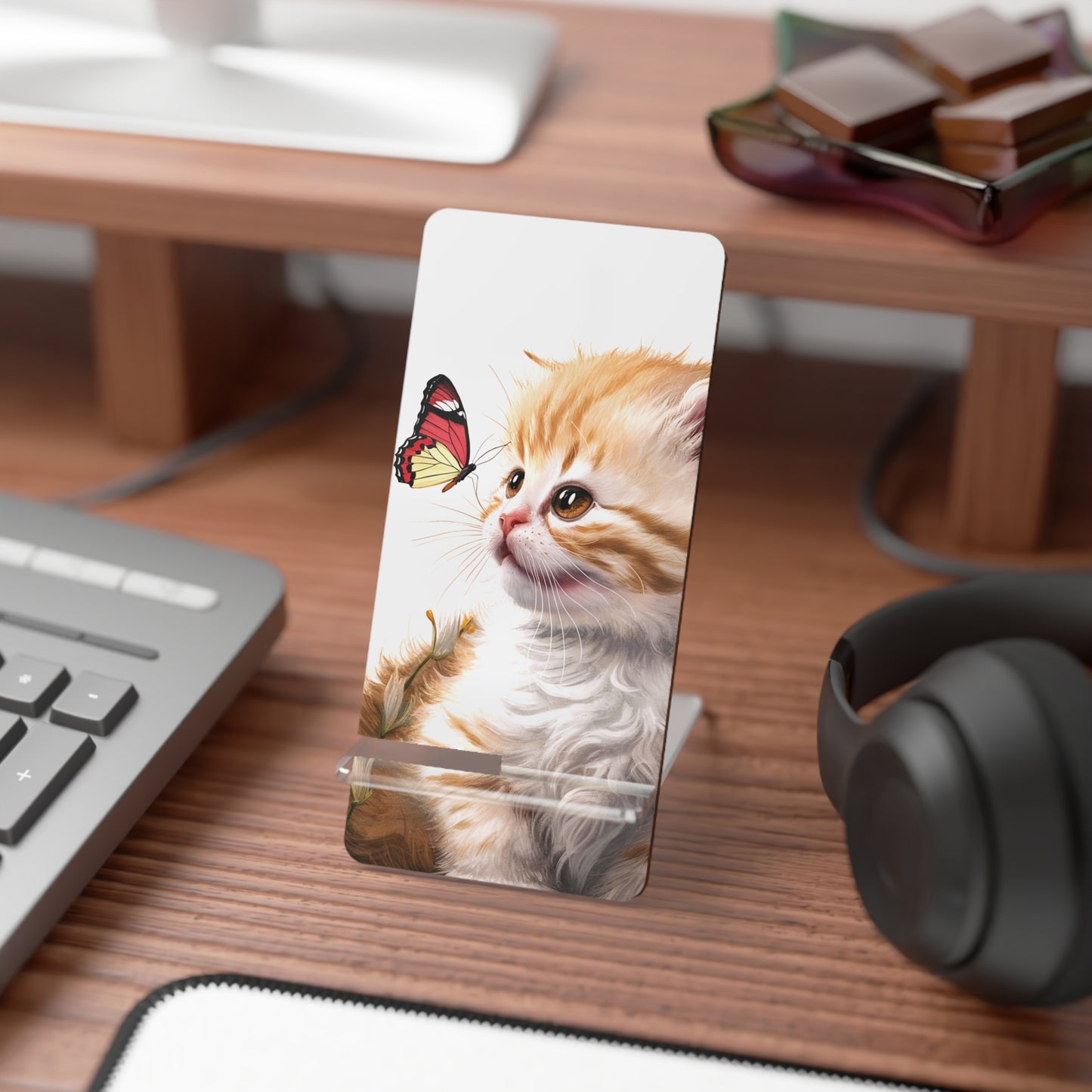 The Butterfly and the Scottish Fold - Display Stand for Smartphones