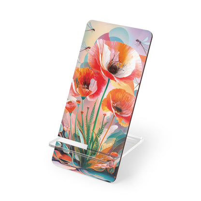 Organic Harmony: Floral & Dragonfly Art- Display Stand for Smartphones