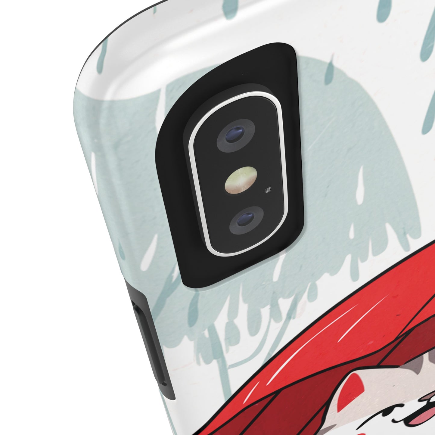 Rainy Day Whiskers: Cartoon Cat with Red Umbrella - Tough Phone Cases