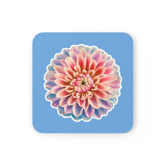 Coaster with Chrysanthemum Design - Cork Coaster