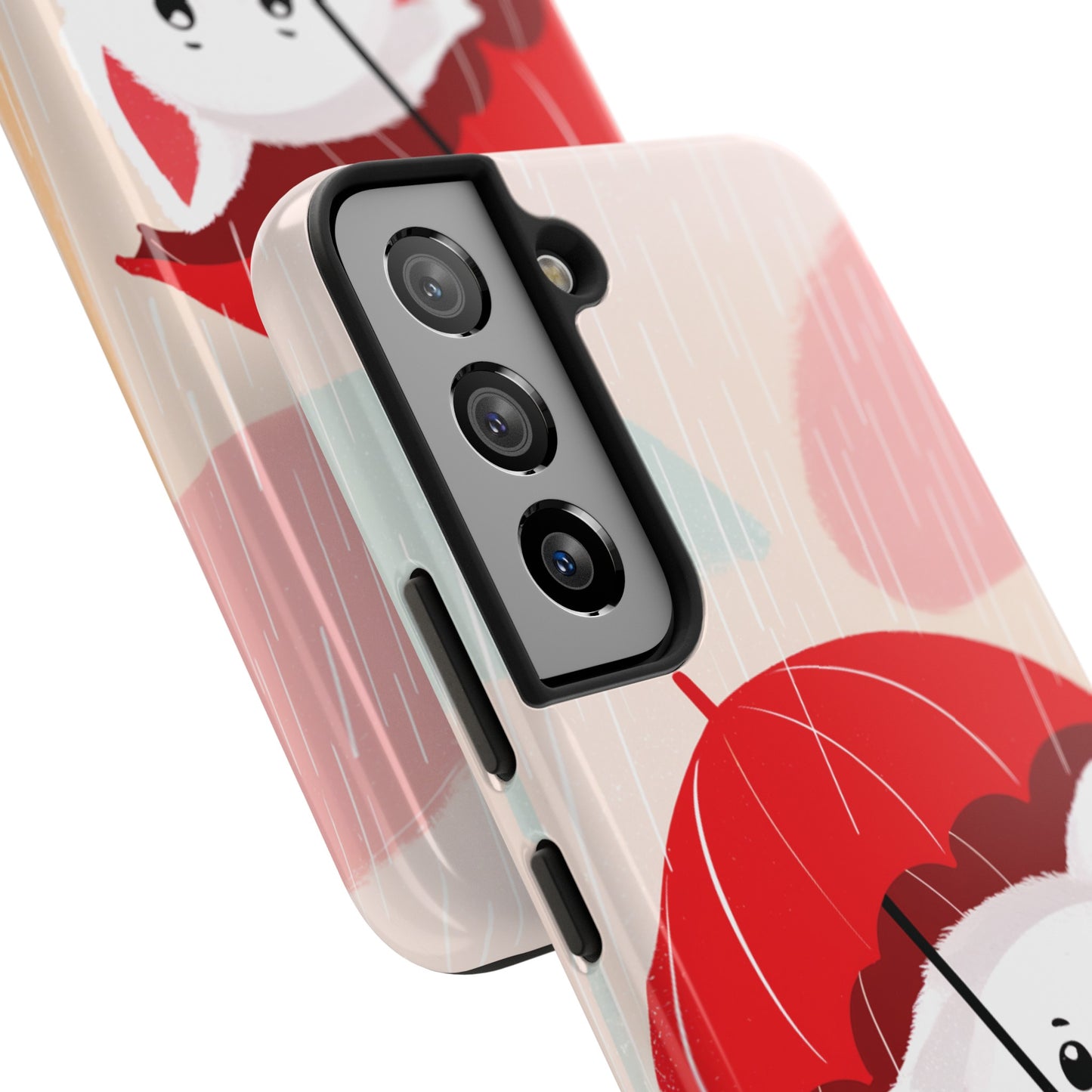 Rainy Day Ruff: Cartoon Dog with Red Pawrella - Tough Phone Cases