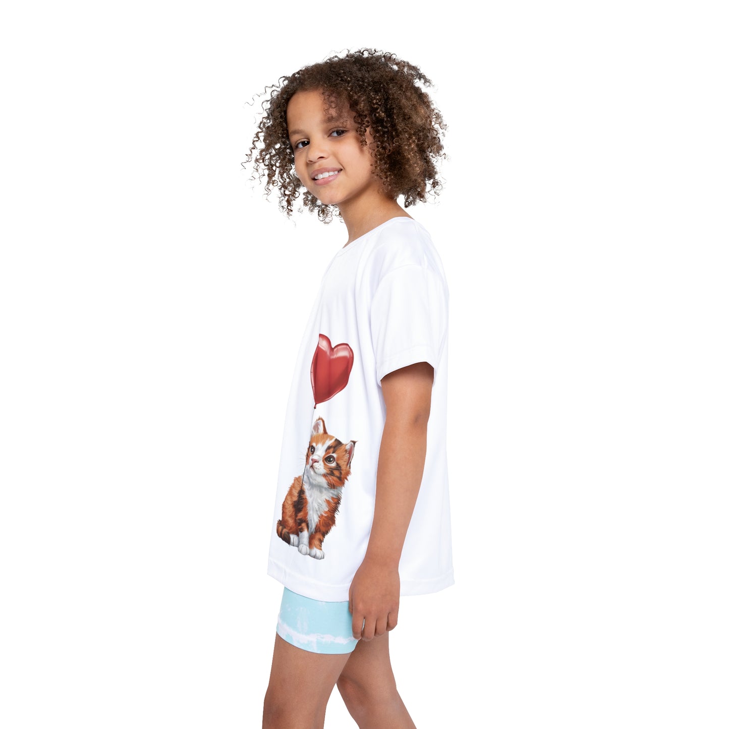 "Red Balloon Scottish Fold Version" - Kids Sports Jersey (AOP) in White