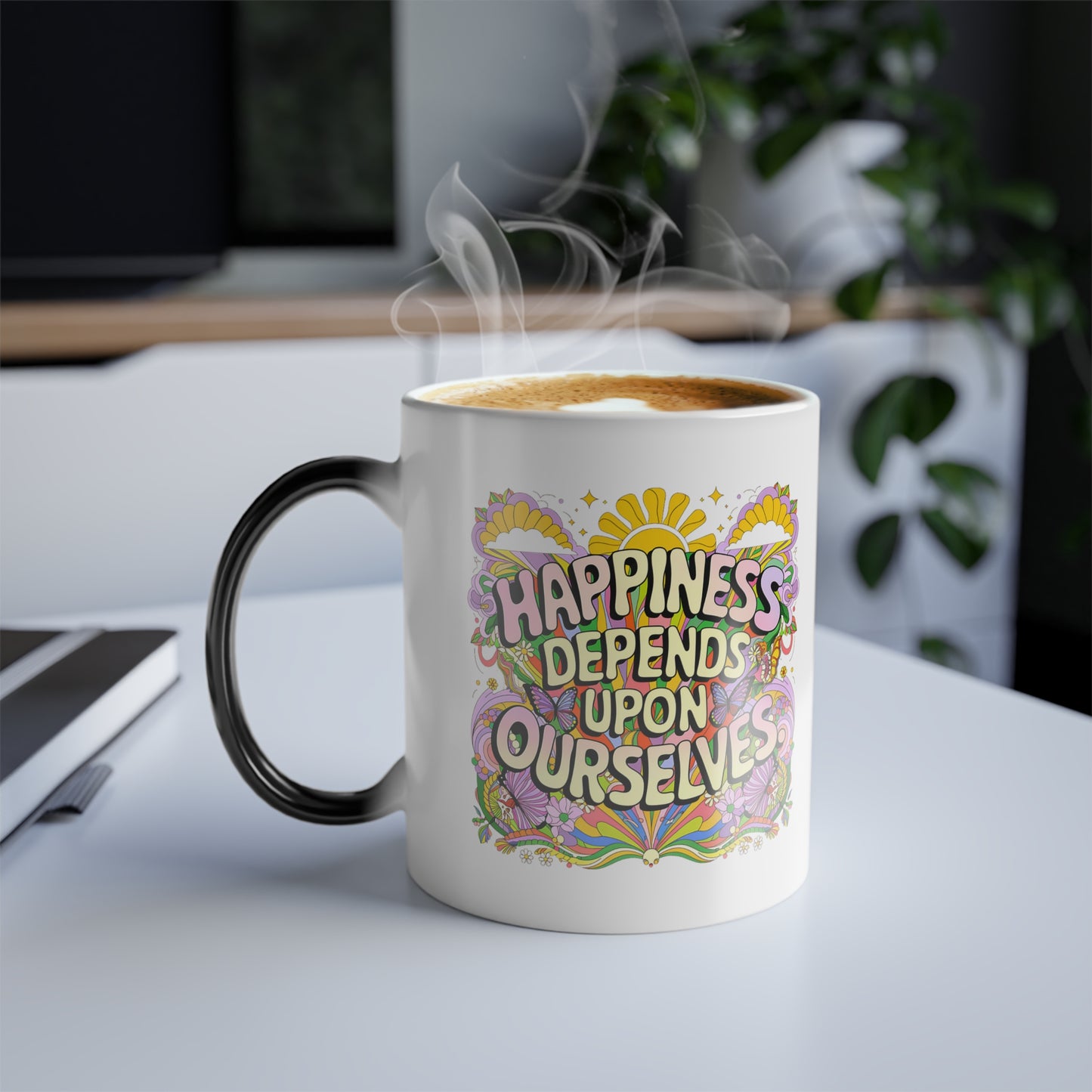 Happiness Depends Upon Ourselves - Color Morphing Mug, 11oz