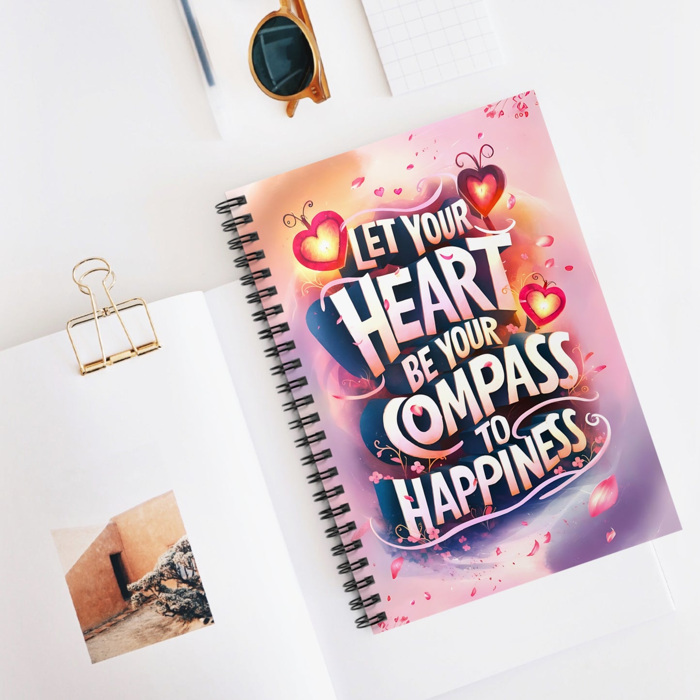 Let Your Heart Be Your Compass to Happiness Spiral Notebook - Ruled Line