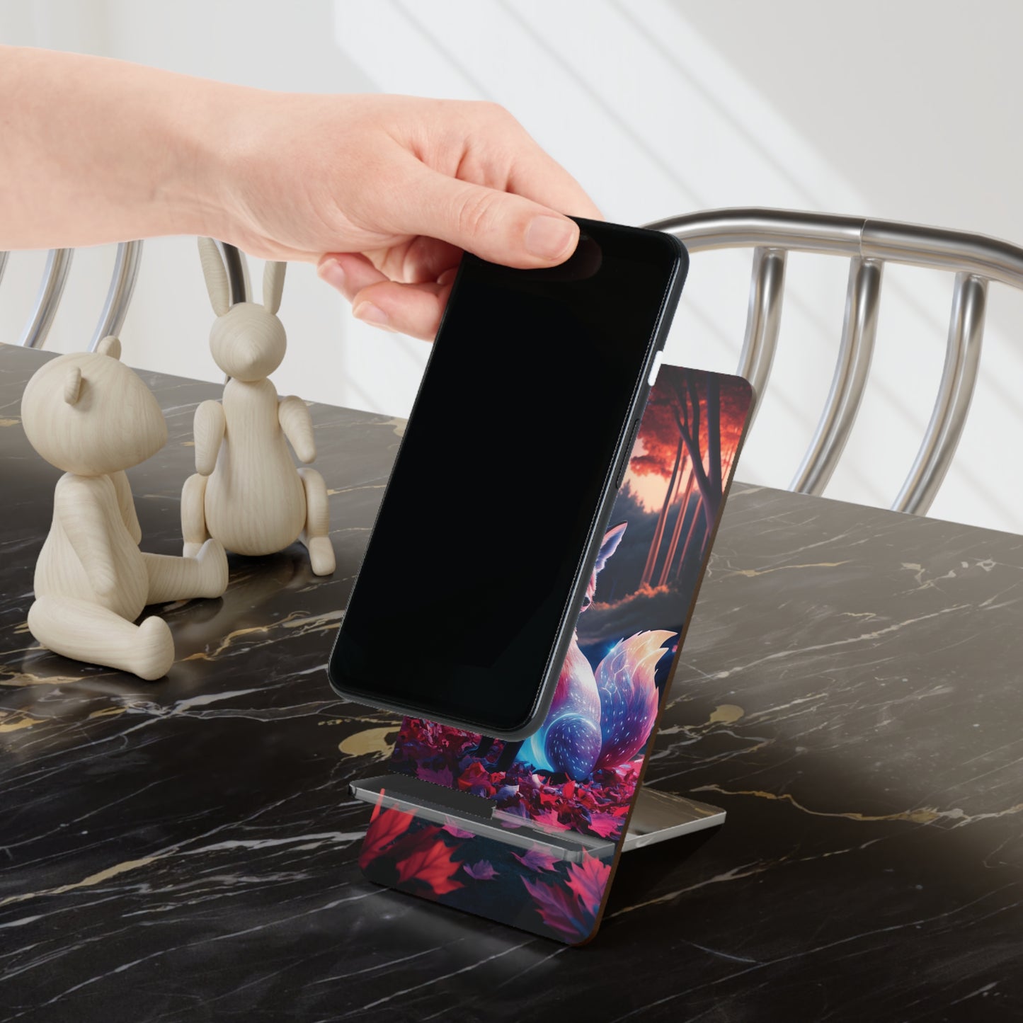 Autumn Glow: Fox and Phone in Harmony - Display Stand for Smartphones