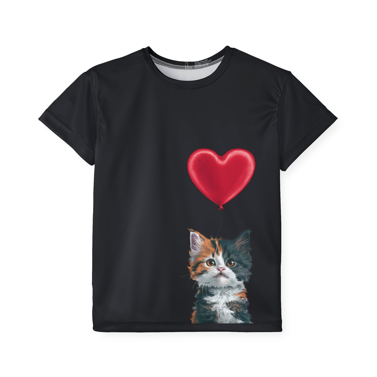 "Red Balloon Cat Version" - Kids Sports Jersey (AOP) in Black