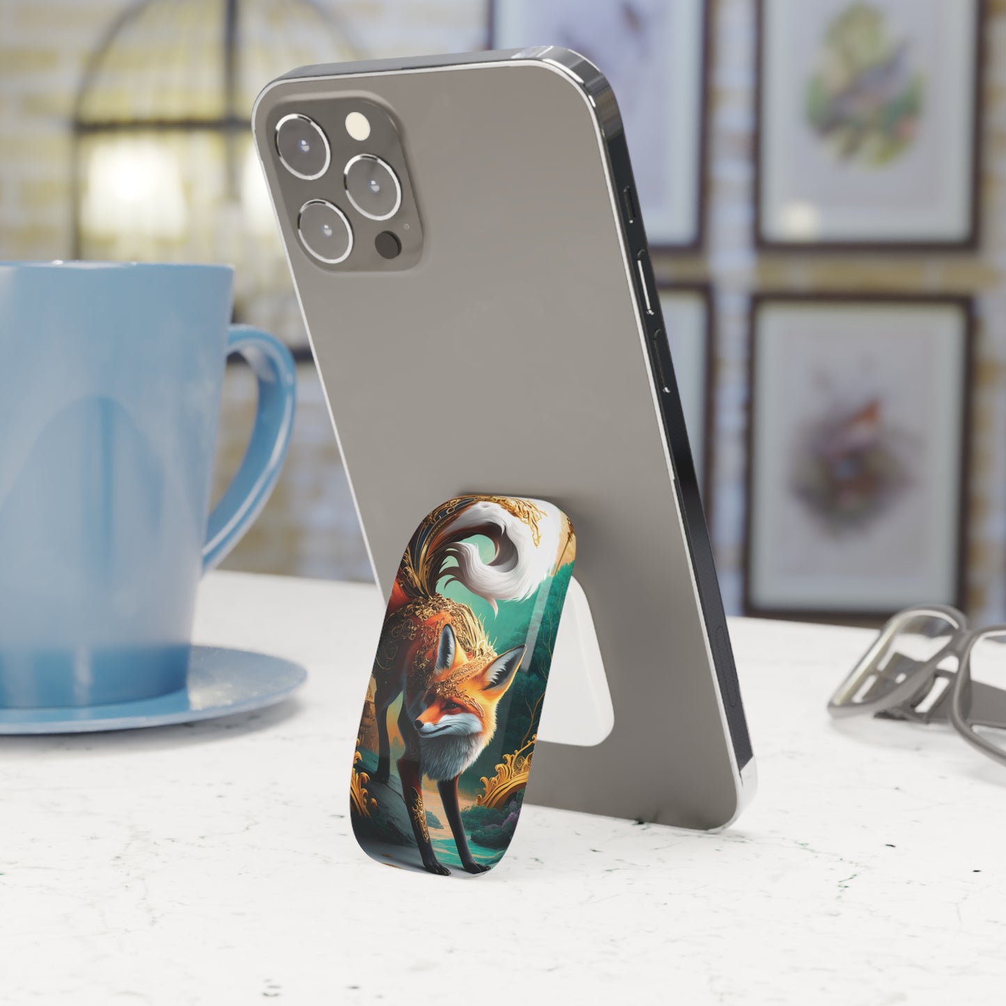 Art Nouveau Reverie: Leaping Red Fox - Phone Click-On Grip