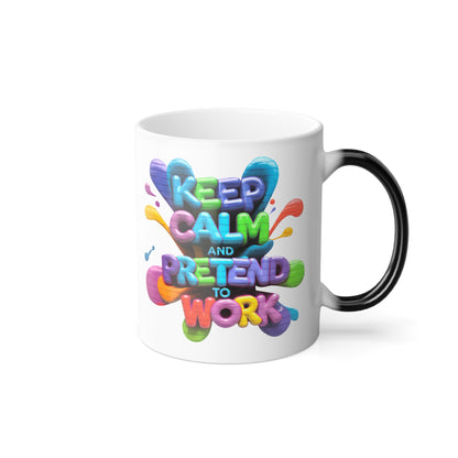 Keep Calm and Pretend to Work - Color Morphing Mug, 11oz