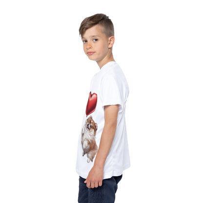 "Red Balloon Pomeranian Version" - Kids Sports Jersey (AOP) in White