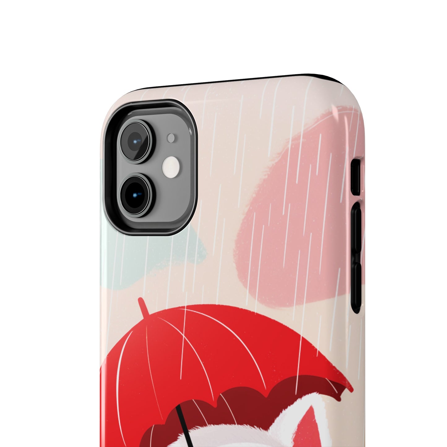 Rainy Day Ruff: Cartoon Dog with Red Pawrella - Tough Phone Cases