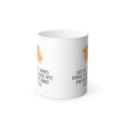 "Lazy cat tip Always choose the sunniest spot for maximum snooze potential" - Color Morphing Mug, 11oz