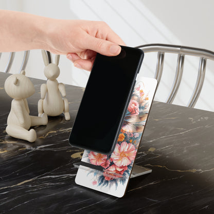 Serene Wings: Dragonfly Amidst Pastel Florals - Display Stand for Smartphones