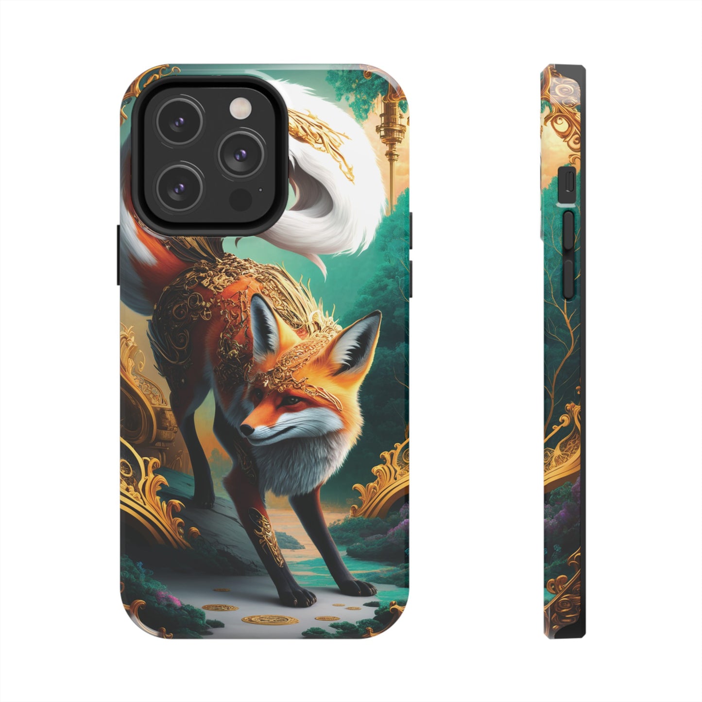 Art Nouveau Reverie: Leaping Red Fox - Tough Phone Cases