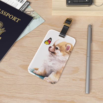 The Butterfly and the Pom - Luggage Tag