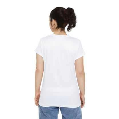 "Red Balloon Cat Version" - Women's Short Sleeve Shirt (AOP) in White