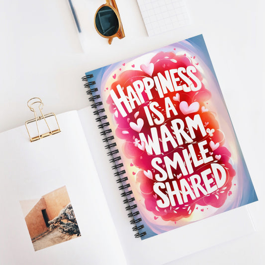 Hapiness is a Warm Smile Shared Spiral Notebook - Ruled Line