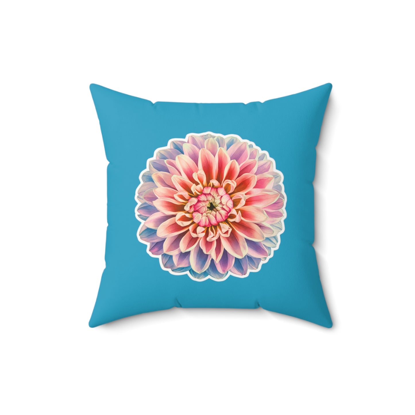 "Square Pillow with Chrysanthemum Blossom" - Spun Polyester